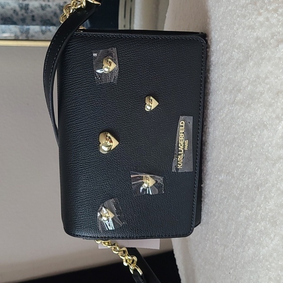 Karl Lagerfeld Handbags - NWT Karl Lagerfeld Paris Maybelle Black Gold Heart Crossbody